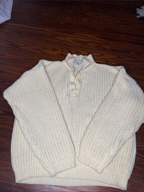 Butter yellow Knit Shawl Collar Sweater
